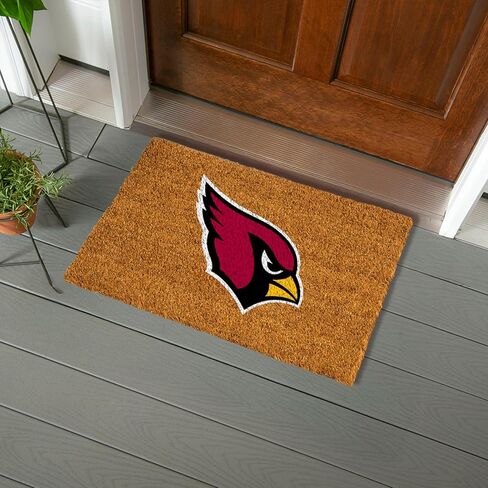 ممسحة أرجل من ألياف جوز الهند الطبيعية من NFL Arizona Cardinals، شعار الفريق الرسمي بالألوان الكاملة، 28 × 16 بوصة، ظهر غير قابل للانزلاق، سجادات أرضية للترحيب بالباب الأمامي، ديكور منزلي لمدخل داخلي وخارجي in Saudi Arabia