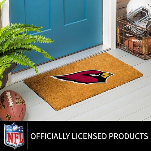 ممسحة أرجل من ألياف جوز الهند الطبيعية من NFL Arizona Cardinals، شعار الفريق الرسمي بالألوان الكاملة، 28 × 16 بوصة، ظهر غير قابل للانزلاق، سجادات أرضية للترحيب بالباب الأمامي، ديكور منزلي لمدخل داخلي وخارجي in Saudi Arabia