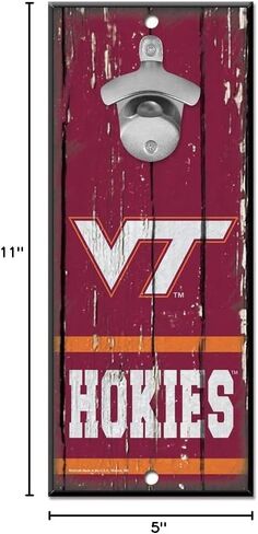 فتاحة زجاجات WinCraft NCAA Virginia Tech Hokies فتاحة زجاجات 5x11 فتاحة زجاجات لافتة خشبية، ألوان الفريق، 5 بوصة × 11 بوصة in Saudi Arabia