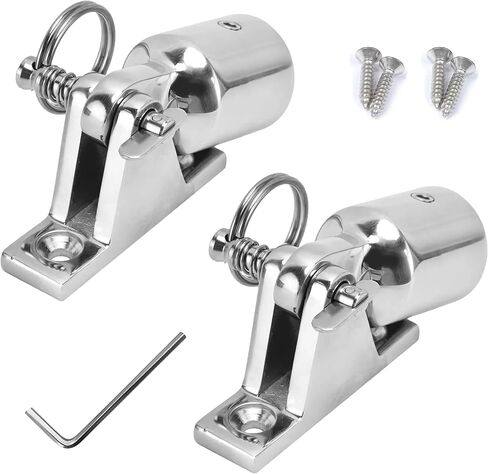 Bimini Top Hardware, 2 Pair Deck Hinge with Quick Release Pin and Eye End Cap, Boat Fittings Fits 7/8'' OD 316 Stainless Steel Heavy Dudy Parts for Canopy in Kuwait