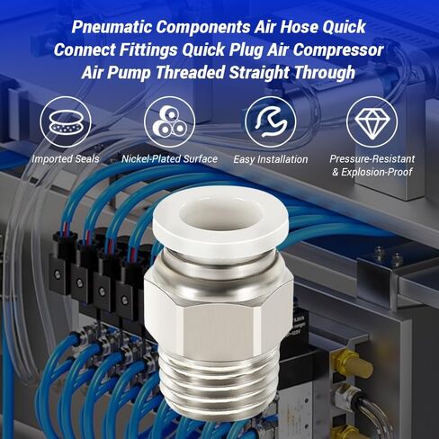20 Pcs M5*0.8 Pneumatic White Push Connect Fittings, 6mm pipe connection x 4.9mm thread outer Air Push Connect Tools Pneumatic Hose Fittings, Push Lock Air Hose Fittings in Saudi Arabia