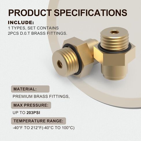 قطعتان من RETRUE 1/4"ODx1/8" NPT دفع سريع لتوصيل التركيبات 90 درجة مرفقين، تجهيزات خط فرامل الهواء من النحاس DOT لمجموعة تعليق الهواء للشاحنات والمقطورات والصناعية in Kuwait