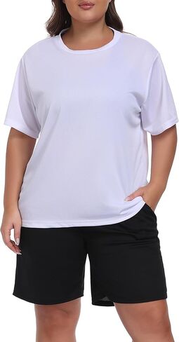 ZERDOCEAN Women's Plus Size 2 Piece Sports Sets Tracksuit Short Sleeve Top and Shorts Set Casual Travel Outfits in Saudi Arabia