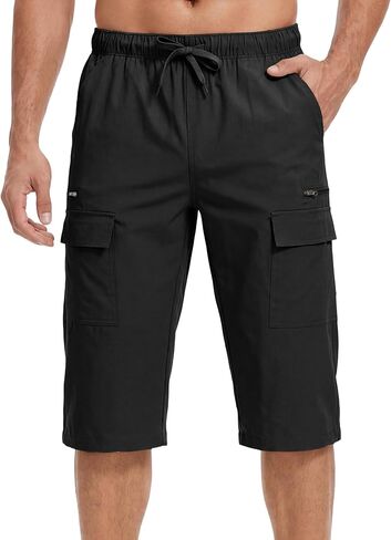 Long Cargo Shorts for Men Below Knee Length 3/4 Joggers Quick Dry Hiking Shorts Lightweight Casual Workout Capri Pants in Kuwait