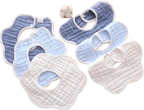 Muslin Cotton Baby Bibs, Adjustable Burp Cloths for Infant and Newborn, Machine Washable, 5 Pack in Saudi Arabia