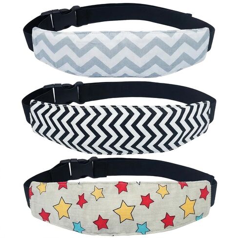 3 PCS Head Support for Stroller and Car Seat Adjustable Headband Strap and Pillow for Comfortable Sleeping and Travel for Toddlers Kids and Infants(Printing) in Kuwait