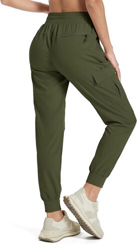 MAGCOMSEN Women's Cargo Joggers Lightweight Quick Dry Hiking Pants UPF 50 Athletic Workout Travel Joggers Zipper Pockets in Saudi Arabia