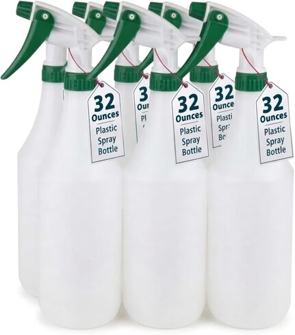 (3 عبوات) زجاجة رذاذ بلاستيكية 32 أونصة | زجاجات رش HDPE متعددة الأغراض مانعة للتسرب، بخاخ مياه فارغ لمحلول التنظيف والزيوت والشعر والزراعة والحيوانات الأليفة مع فوهة قابلة للتعديل - أبيض/أخضر in Kuwait