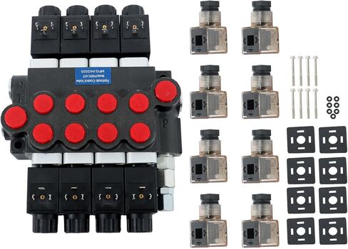4 Spool Solenoid 12V DC Hydraulic Control Valve Double Acting 13GPM Hydraulic Solenoid Directional Valve 3600PSI Inlet port Outlet port SAE10 Working ports SAE8 in Saudi Arabia