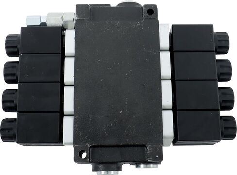 4 Spool Solenoid 12V DC Hydraulic Control Valve Double Acting 13GPM Hydraulic Solenoid Directional Valve 3600PSI Inlet port Outlet port SAE10 Working ports SAE8 in Saudi Arabia