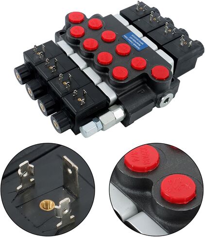 4 Spool Solenoid 12V DC Hydraulic Control Valve Double Acting 13GPM Hydraulic Solenoid Directional Valve 3600PSI Inlet port Outlet port SAE10 Working ports SAE8 in Saudi Arabia