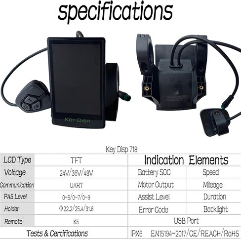 دراجة كهربائية LCD عرض متر مفتاح DISP KD718 ebike عرض TFT 36V 48V سرعة للكمبيوتر الدراجة الكهربائية للماء E-Bike عرض عداد تحويل عدة لتعديل سكوتر الكهربائية in Kuwait