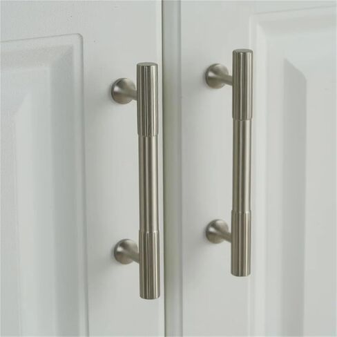 Solid Brass Long Handle Vertical Pattern Vintage Cabinet Drawer Nickel Brushed 1Pcs(CC-320) in Saudi Arabia