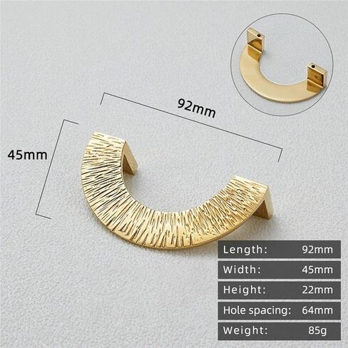 مطرقة نحاسية صلبة نمط نصف دائري مقبض فضي درج سحب ذهبي 1 قطعة (CW-92mm-2-PVD) in Kuwait