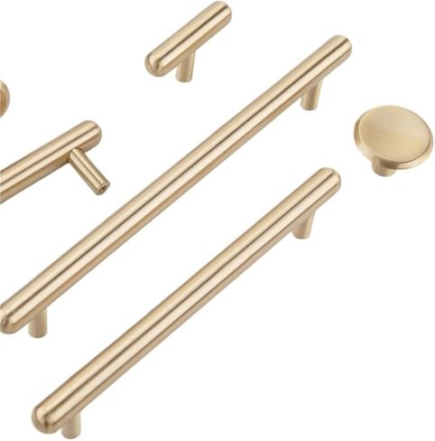 مقبض سحب نحاسي لخزانة المطبخ ذهبي على شكل حرف T درج نحاسي 1 قطعة (8878-224) in Kuwait