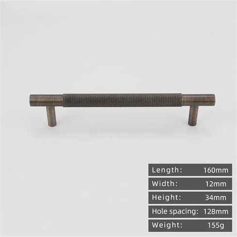 الصلبة النحاس الرجعية التخريش سحب خزانة المطبخ العتيقة T-مقبض درج النحاس مقبض طويل 1 قطعة (BB38-128-Antique) in Kuwait