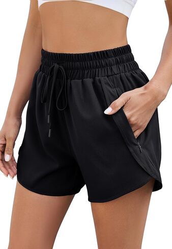 Halife Women's Running Shorts with Zipper Pockets Quick Dry High Waisted Athletic Gym Workout Shorts in Saudi Arabia