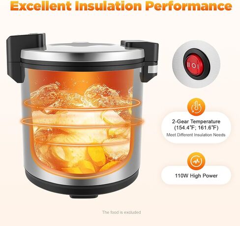 24.3qt/23L Commercial Rice Warmer, 110W 110V Electric Adjustable Temperature Soup Warmer Non-Stick Pot Sushi Rice Warmers for Restaurant Party Family, Warm Function Only, NOT Cooker in Kuwait