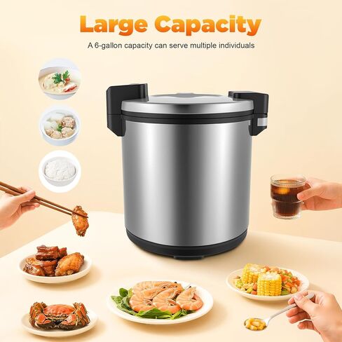 24.3qt/23L Commercial Rice Warmer, 110W 110V Electric Adjustable Temperature Soup Warmer Non-Stick Pot Sushi Rice Warmers for Restaurant Party Family, Warm Function Only, NOT Cooker in Kuwait