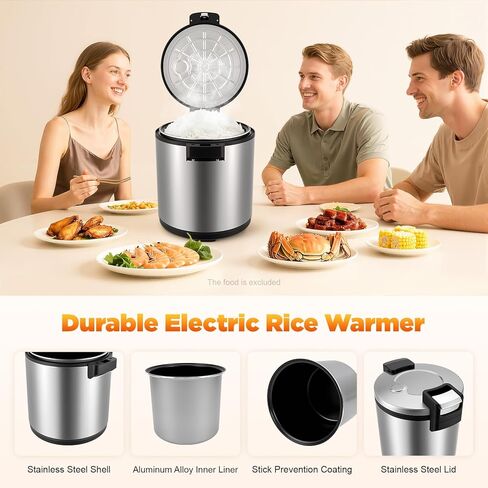 24.3qt/23L Commercial Rice Warmer, 110W 110V Electric Adjustable Temperature Soup Warmer Non-Stick Pot Sushi Rice Warmers for Restaurant Party Family, Warm Function Only, NOT Cooker in Kuwait