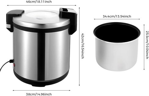 24.3qt/23L Commercial Rice Warmer, 110W 110V Electric Adjustable Temperature Soup Warmer Non-Stick Pot Sushi Rice Warmers for Restaurant Party Family, Warm Function Only, NOT Cooker in Kuwait