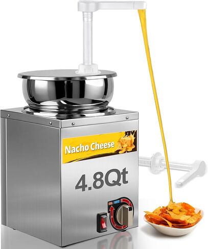 4.8Qt Nacho Cheese Dispenser, Nacho Cheese Warmer with Pump and 6-Level Temperature Adjustment, 600W 86-200℉ Hot Fudge Warmer with, Commercial Sauce Dispenser Machine for Syrup in Kuwait