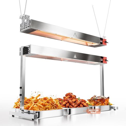 PYY Commercial Food Heat Lamp - 36‑Inch 1050W Stainless Steel Stand or Hanging Mode Food Warmer Lamp, 110V Electric Strip Heater Overhead Lighting for Cafeteria, Buffet & Kitchen Counter in Saudi Arabia