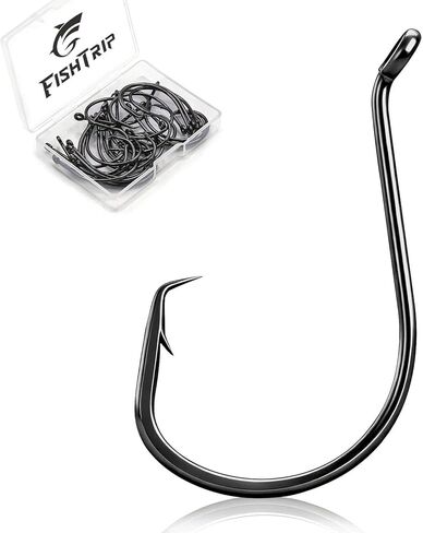 خطافات دائرة الأخطبوط للمياه المالحة - 50 قطعة خطاف صيد سمك السلور، خطافات صيد أوفست للحفارات مقاس 1 1/0 2/0 3/0 4/0 5/0 6/0 7/0 8/0 9/0 in Kuwait