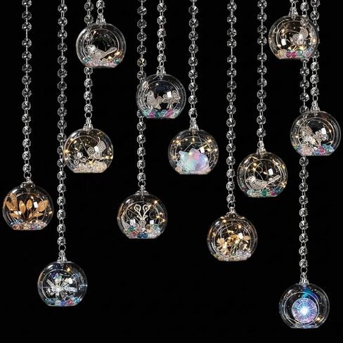 34 قطعة 3.15 بوصة حامل شموع صغيرة زجاجي معلق وخيوط كريستال K9 شفافة، حاويات زجاجية معلقة لتزيين شجرة حفل الزفاف in Kuwait