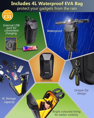 Scooter Storage Bag with USB Charging Port, Electric Scooter Handlebar Bags for Escooter, Electric Bike, Ebike in Saudi Arabia