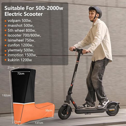 Electric Scooter Cover, Heavy-Duty 600D Oxford Fabric, Waterproof All-Weather Protection for 500-2000W E-Scooters, Universal Fit Outdoor Storage, Orange in Saudi Arabia
