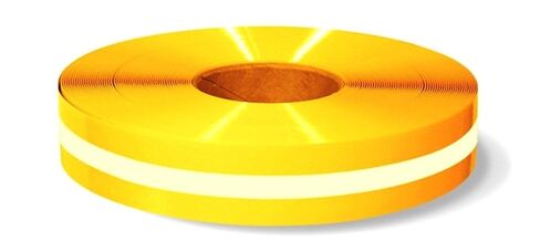 شريط أرضي Mighty Line 4RYLUMCTR مع توهج في الظلام في المنتصف مقاس 10.16 سم × 100 قدم، أصفر in Kuwait