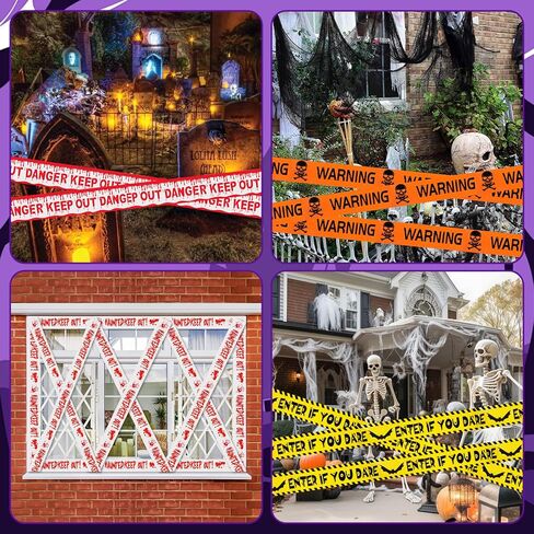 BeadRiver 4 Pack Halloween Caution Tape Decorations 3 Inch x 82 Feet Scary Warning for Indoor Outdoor Decor Crime Scene Party Decorations Haunted House Danger Zones in Saudi Arabia