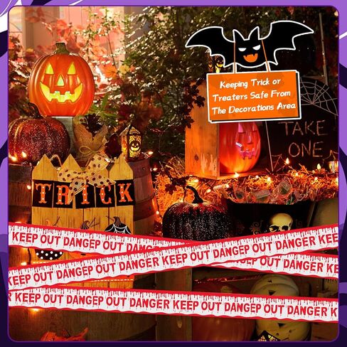 BeadRiver 4 Pack Halloween Caution Tape Decorations 3 Inch x 82 Feet Scary Warning for Indoor Outdoor Decor Crime Scene Party Decorations Haunted House Danger Zones in Saudi Arabia