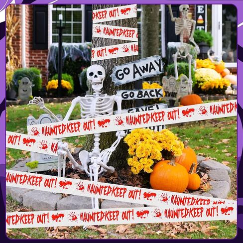 BeadRiver 4 Pack Halloween Caution Tape Decorations 3 Inch x 82 Feet Scary Warning for Indoor Outdoor Decor Crime Scene Party Decorations Haunted House Danger Zones in Saudi Arabia