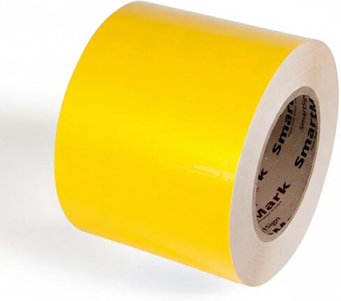 SmartSign Yellow Floor Marking Tape, 4" Wide x 100' Long Roll, Durable Polyester, Laminated Protection - Non-Abrasive, Adhesive Safety Tape for Warehouses, High Traffic/Forklift Areas, Removable in Saudi Arabia