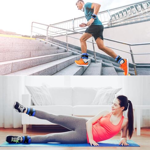 أوزان الكاحل الرياضية القابلة للتعديل: ترقية قابلة للتعديل - من السهل اختيار ووضع أوزان الساق لأوزان الأصفاد لصالة الألعاب الرياضية واللياقة البدنية واليوجا والمشي والجري والتمارين الرياضية (توهج الياقوت، 5 رطل × 2) in Kuwait