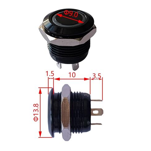 1pc Push Button Switch, 12mm Black Metal Button Switch 4Lines IP65 LED 3V-24V 50mA No Locking for Computer Lighting Car(12mm Yellow Ring,-_-_LED 12-24V) in Saudi Arabia