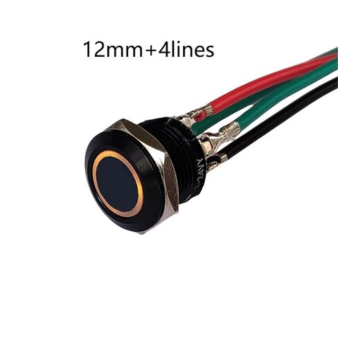 1pc Push Button Switch, 12mm Black Metal Button Switch 4Lines IP65 LED 3V-24V 50mA No Locking for Computer Lighting Car(12mm Yellow Ring,-_-_LED 12-24V) in Saudi Arabia