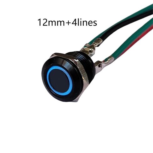 1pc Push Button Switch, 12mm Black Metal Button Switch 4Lines IP65 LED 3V-24V 50mA No Locking for Computer Lighting Car(12mm Yellow Ring,-_-_LED 12-24V) in Saudi Arabia