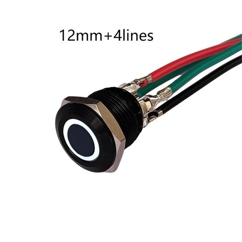 1pc Push Button Switch, 12mm Black Metal Button Switch 4Lines IP65 LED 3V-24V 50mA No Locking for Computer Lighting Car(12mm Yellow Ring,-_-_LED 12-24V) in Saudi Arabia