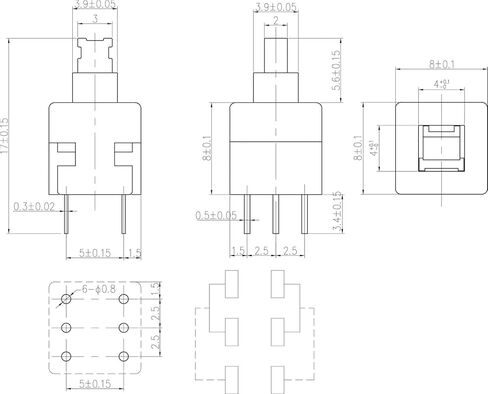 50 قطعة مفتاح زر الضغط ، 8X8 مللي متر ، مفتاح القفل الذاتي ، زر بلاستيكي ، اضغط على إيقاف 6Pin in Kuwait