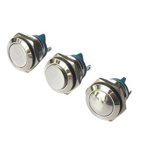 5 قطعة مفتاح زر الضغط، 19 مم لوحة زر معدني التبديل 1NO HTH 2Pin تصاعد لحام إعادة تعيين غير قفل (وجه مسطح THT) in Kuwait