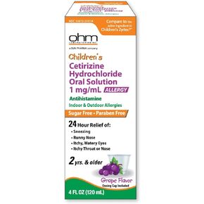 Children's Allergy Medicine, Sugar Free Grape Flavor, 24-Hour Indoor & Outdoor Antihistamine, Kids Oral Solution Syrup for Sneezing, Runny Nose & Itchy Eyes, 4 fl oz in Kuwait