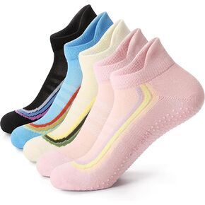 جوارب FITRELL بيلاتيس للنساء، جوارب للكاحل واليوجا غير قابلة للانزلاق لصالة الألعاب الرياضية في مستشفى باري، 5 أزواج in Kuwait