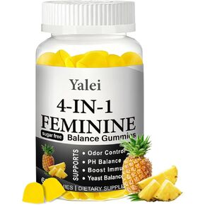 علكات نورا المتميزة للتوازن الأنثوي 4 في 1 وعلكة توازن درجة الحموضة للنساء - دعم المناعة والرائحة والنباتات الصحية - نباتية وغير معدلة وراثيًا - أناناس هاواي، 60 قطعة in Kuwait