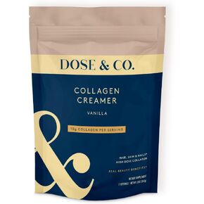 دوز آند كو. مسحوق كريمر الكولاجين بالفانيليا، 12 أونصة | الكولاجين البقري المتحلل من النوع الأول والثالث مع 11 جرام بروتين لكل وجبة | يدعم الشعر والبشرة والأظافر | التوافر البيولوجي العالي، غير معدل وراثيًا، خالي من الغلوتين in Kuwait