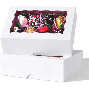 8PCS White Bakery Boxes with Window, 8x6x2.5 Inch Gift-Ready Pastry Box for Chocolate Strawberries, Macarons, Donuts, Truffles, Ores, Cookies, Donuts, Perfect for Different Holiday Celebrate in Kuwait