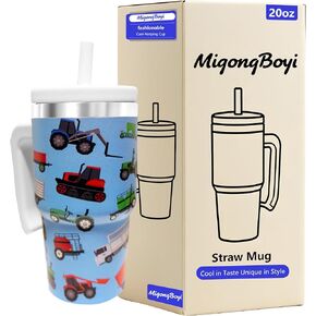 20-OZ Insulated Water Bottle,Insulated Stainless Steel Tumbler,Reusable Cold Drink Thermos,BPA-Free, Double-Wall Stainless Steel Water Bottle (Dark blue-Monster truck, 20, Fluid Ounces) in Saudi Arabia