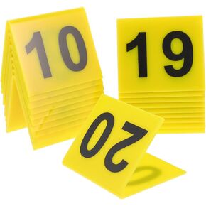 Zerodeko 20 قطعة علامات لوحة أرقام الاكريليك على الوجهين أرقام الجدول قابلة لإعادة الاستخدام علامات المشهد الأصفر لمستلزمات المطاعم والألعاب in Kuwait